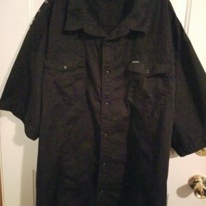 MENS 6X Black Rocawear Button Down Shirt Big Tall Pockets back has  embroider